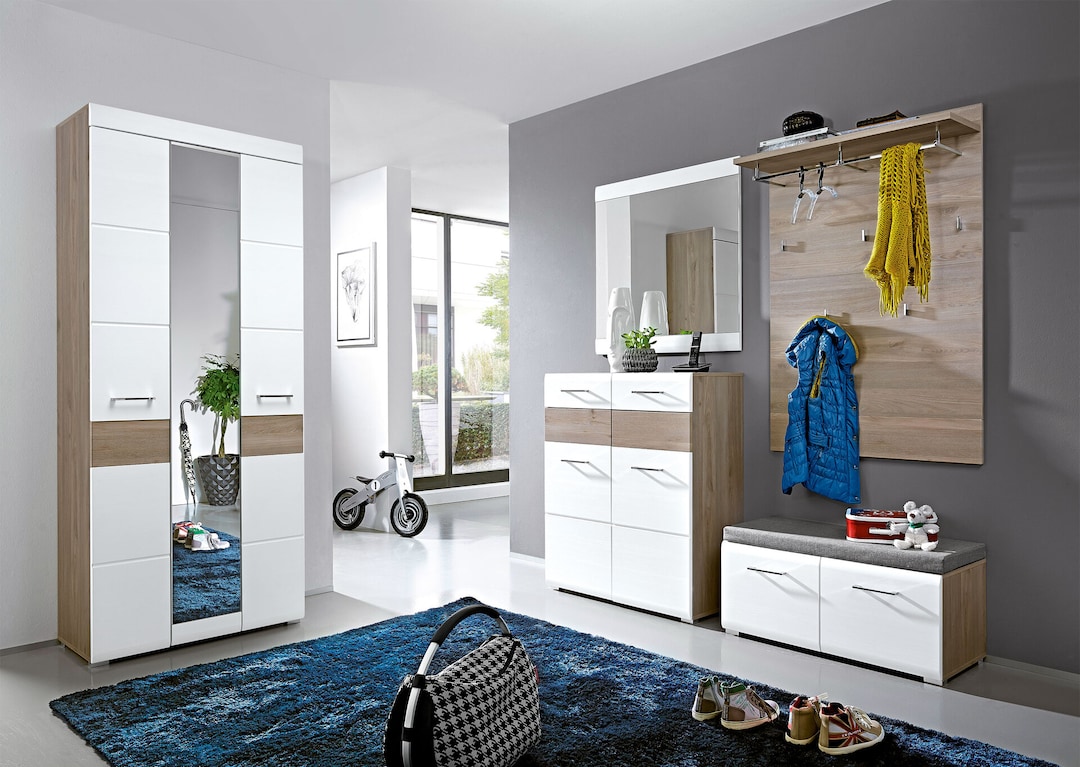 Garderobenschrank Funny Silbereiche-Dekor/ Weiß Struktur 84 x 200 x 40 cm