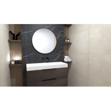 Wandtegel Midnight marmerlook 60 cm x 120 cm keramiek zwart 1,44 m²