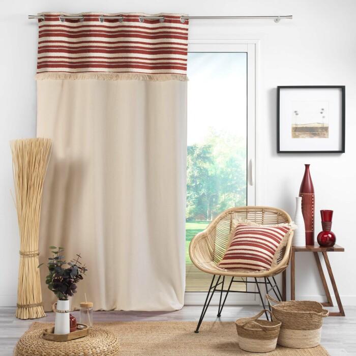 COUSSIN DEHOUSSABLE FRANGES 40X40CM COTON ATLAS TERRACOTTA