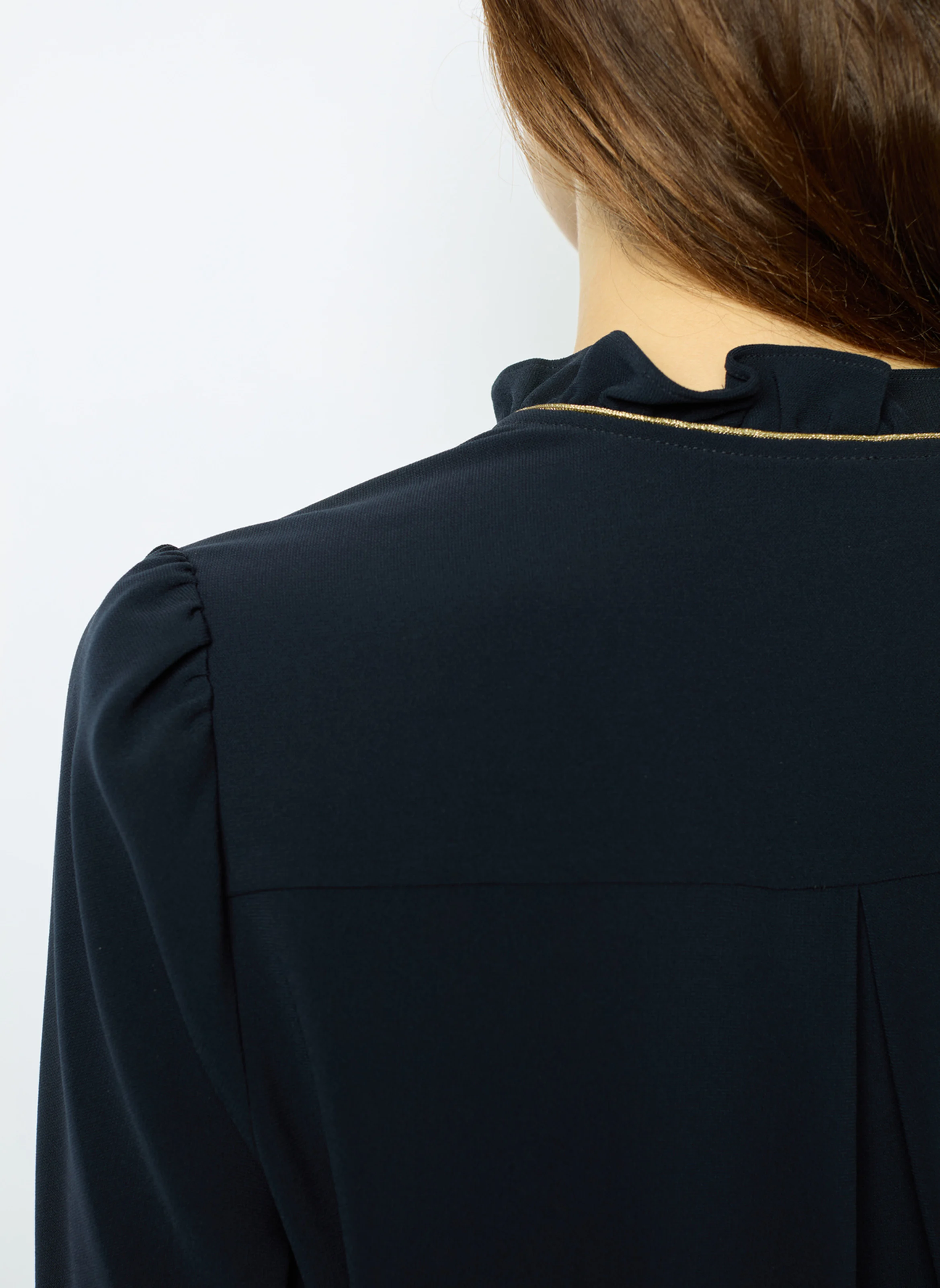 SIENNA - Robe courte droite à col V | Bleu