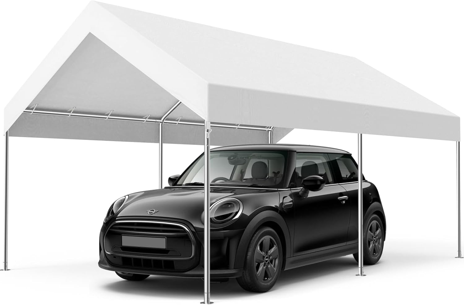 MasterCanopy 3 x 4,5 m verzinkter Stahl Garagenzelt Lagerzelt Gerätehaus Carport PE Dach, Weiß