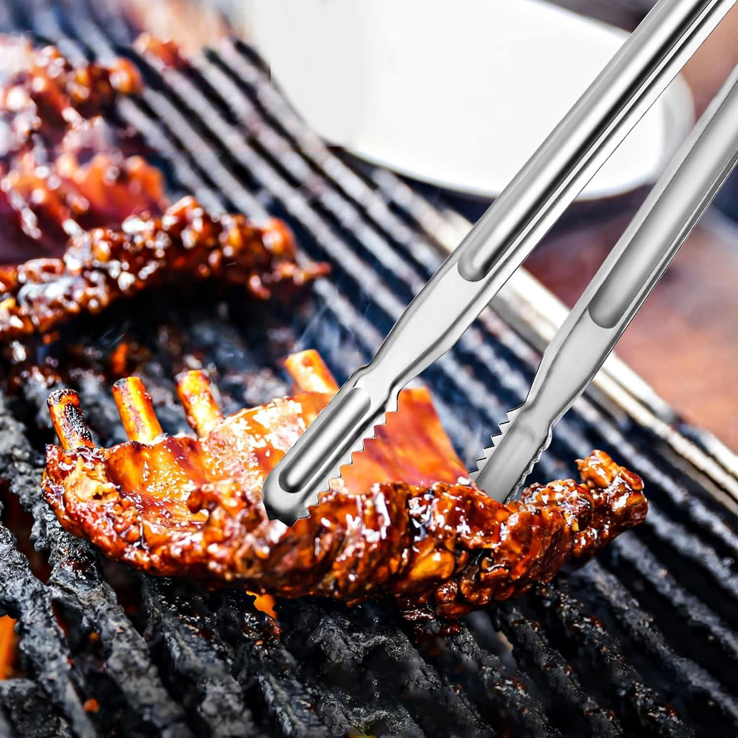 (25cm) Edelstahl Zange BBQ Grillzange Universal Küchenzange - Silber