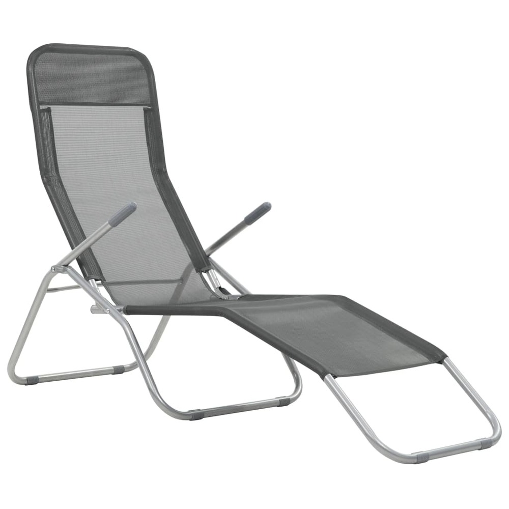 Chaises longues transat pliables 2 pices textilène anthracite
