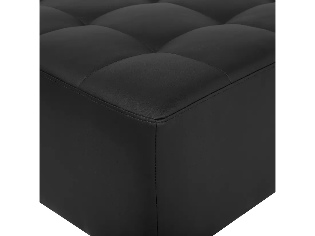 Pouf Ottoman en cuir PU noir ABERDEEN
