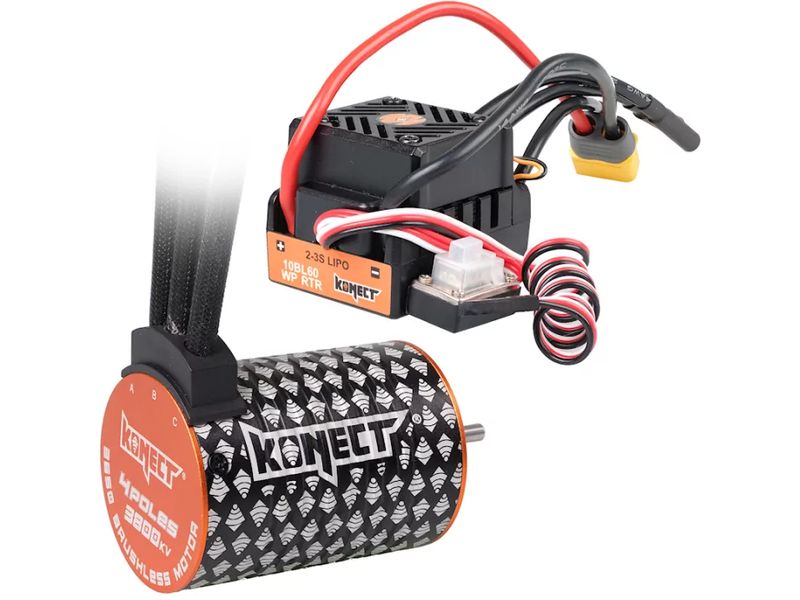 Konect Brushless-Antriebsset 3800Kv 60Amp WP Motor 4P 3650S Für den bürstenlosen Umbau jeder Art von RC-Car im Massstab 1:10 in einen Zwei- oder Allradantrieb