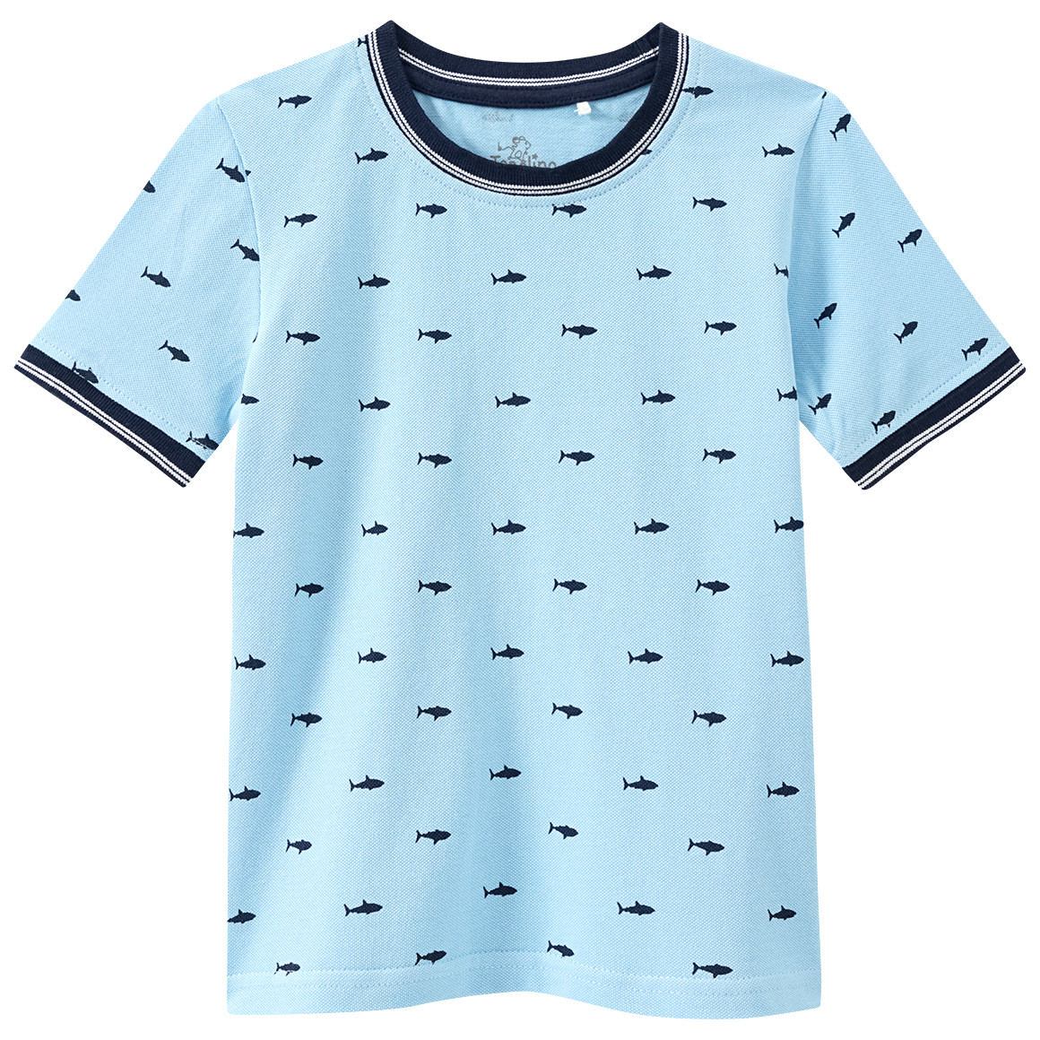 Topolino Jungen T-Shirt mit Hai-Allover hellblau / dunkelblau