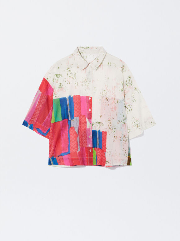 Camisa de algodão estampada - Multicor