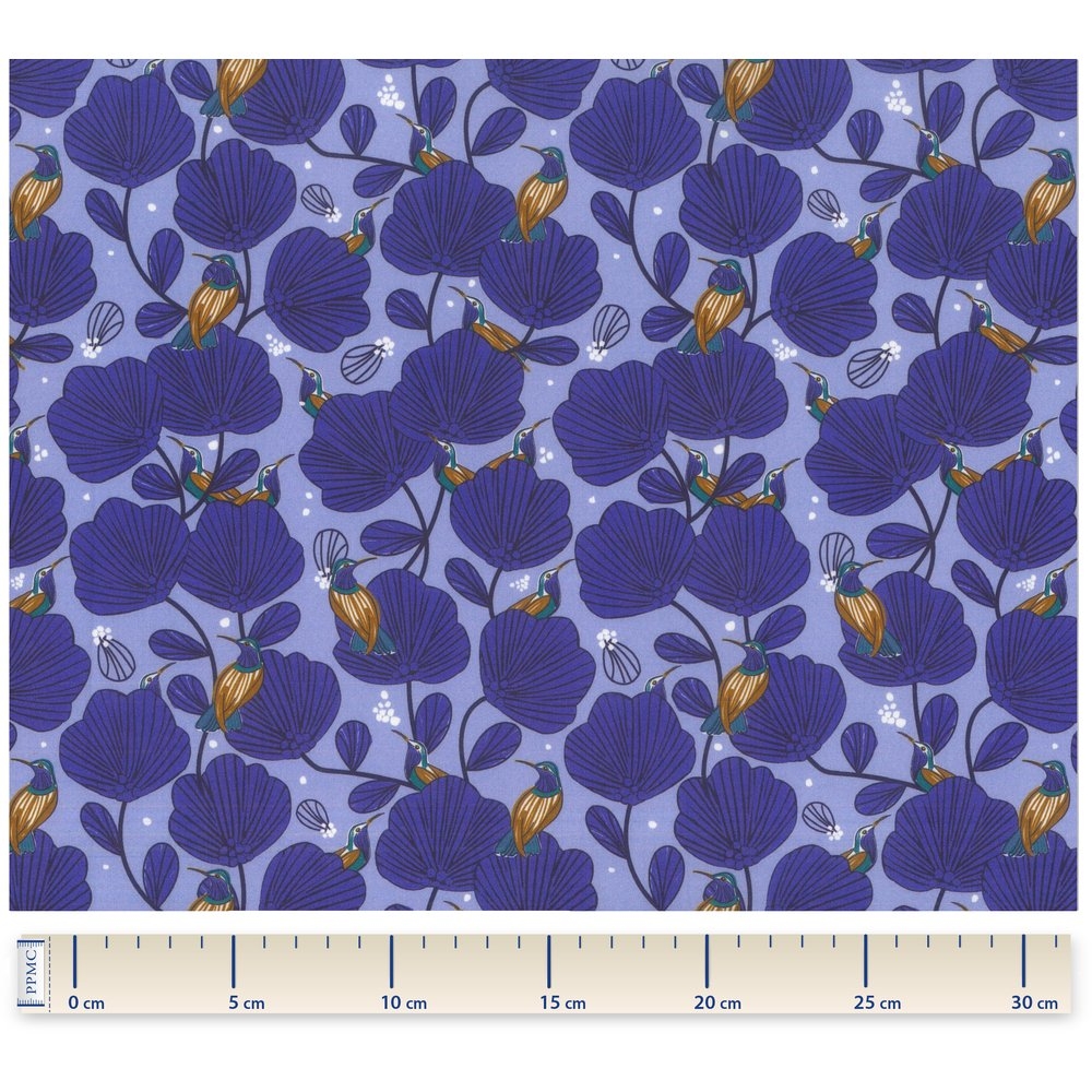 Tissu Coton Au Mètre Oiseau Bleu Ex1110