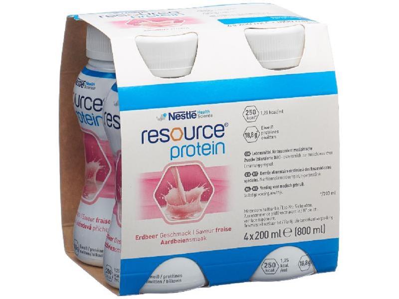 Resource Protein Erdbeer 4 x 200 ml Lebensmittel für besondere medizinische Zwecke