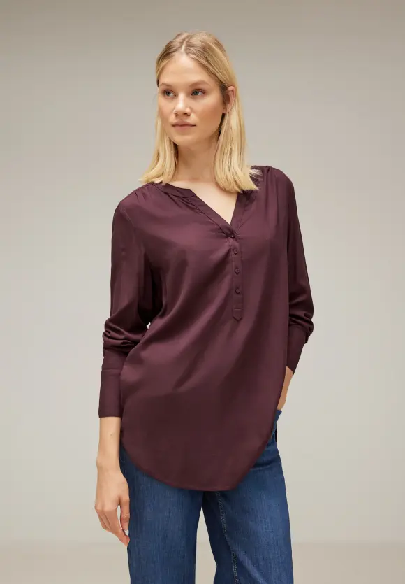 Longbluse in Unifarbe - purple brown