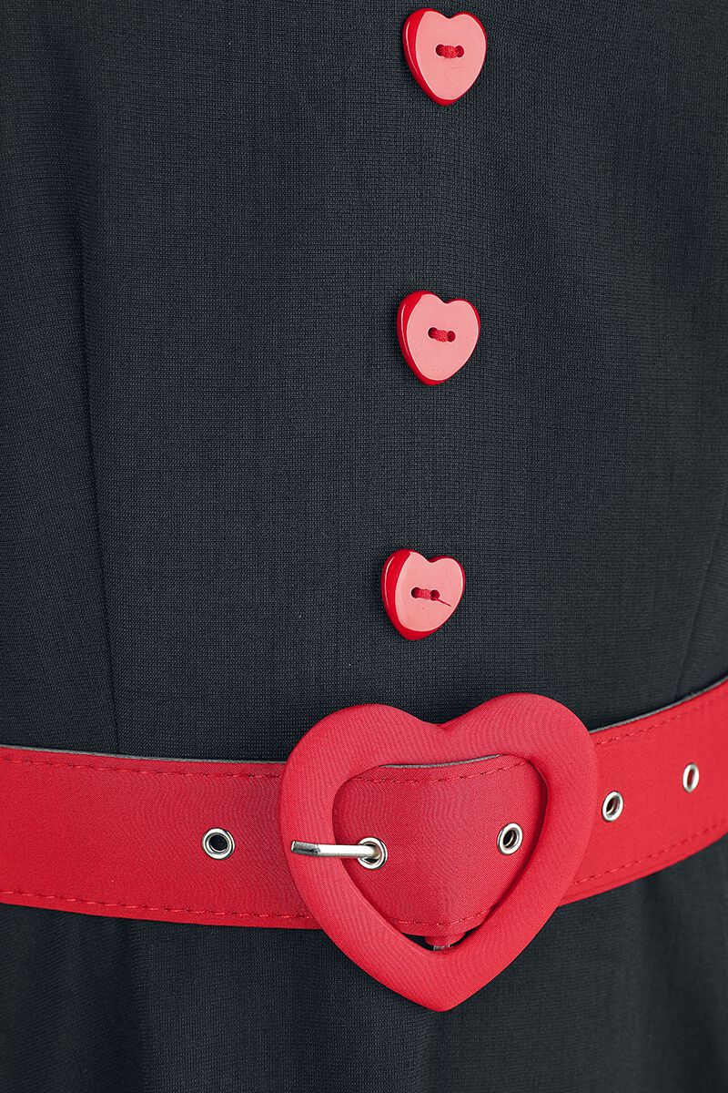 Robe Évasée Boutonnée Queen Heart | Voodoo Vixen Robe mi-longue