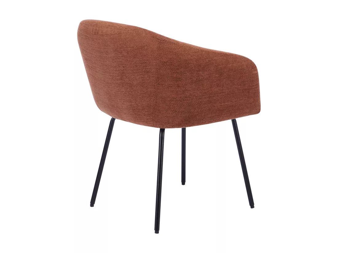 Lot de 2 chaises avec accoudoirs en tissu texturé et métal noir - Terracotta - NISTOSIA