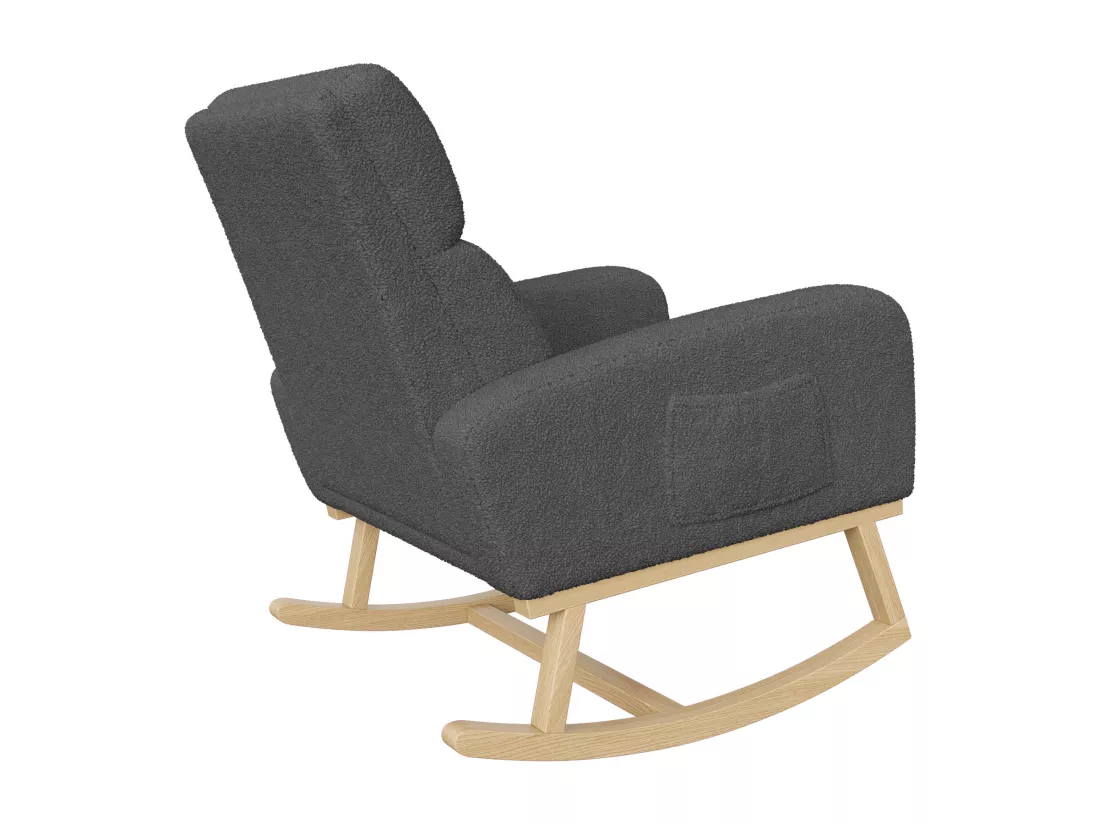 Fauteuil à bascule, avec accoudoirs, , dossier incliné, pieds en bois massif, - Gris foncé