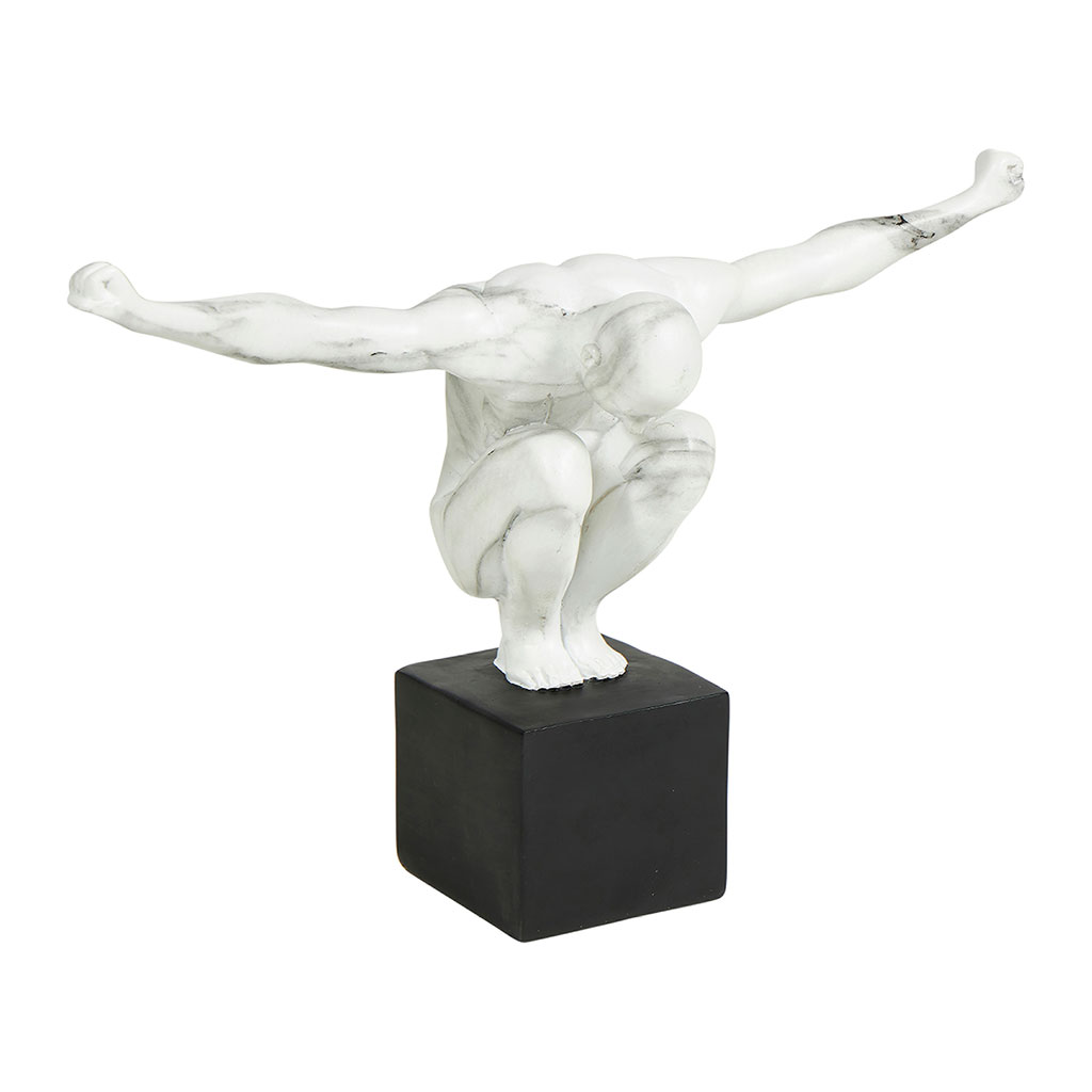 Statue plongeur effet marbre résine H 22cm