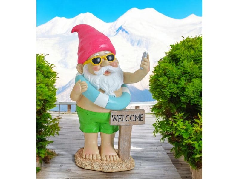Dameco Dekofigur Gartenzwerg Beach Welcome Gartendekoration