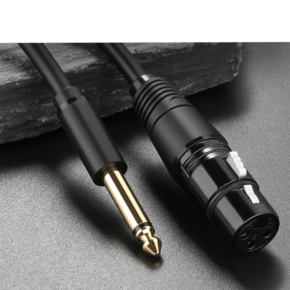(2m) 6.35mm Klinke auf XLR Mikrofon Adapter Nylon Kabel (MacOS/Windows) - Schwarz