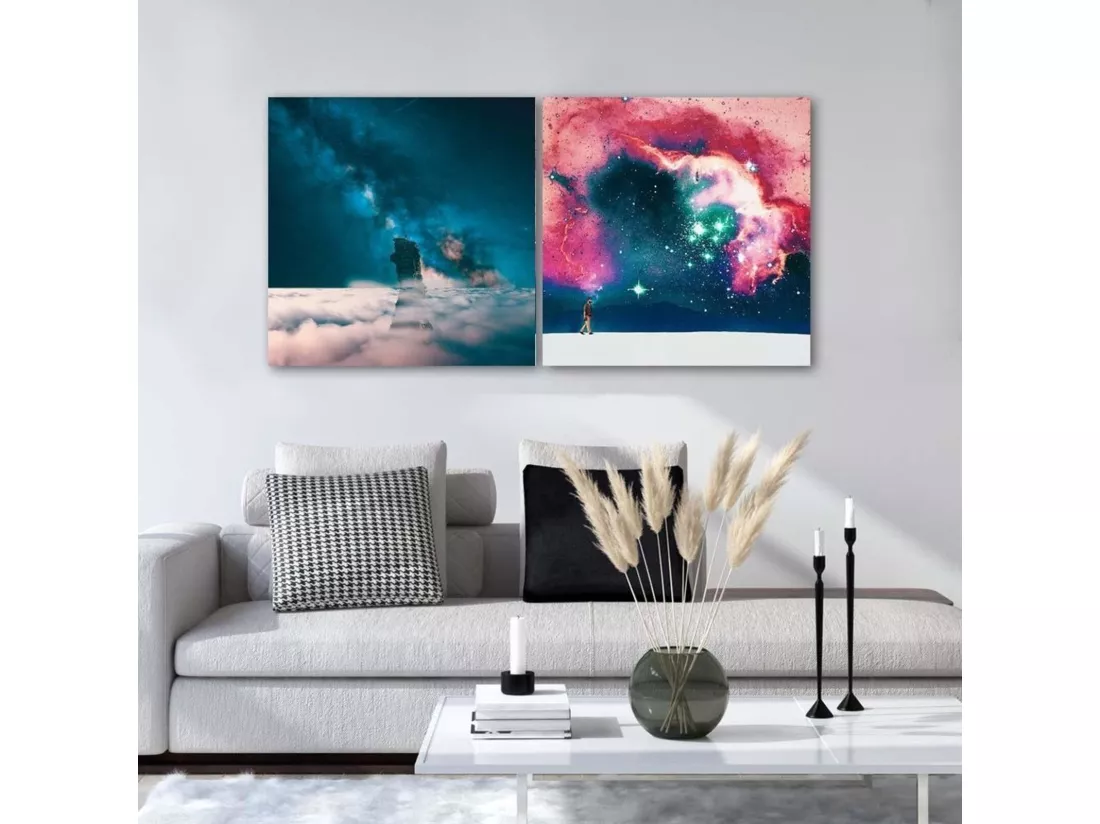 Tableau nuit dans les nuages - 60 x 60 cm