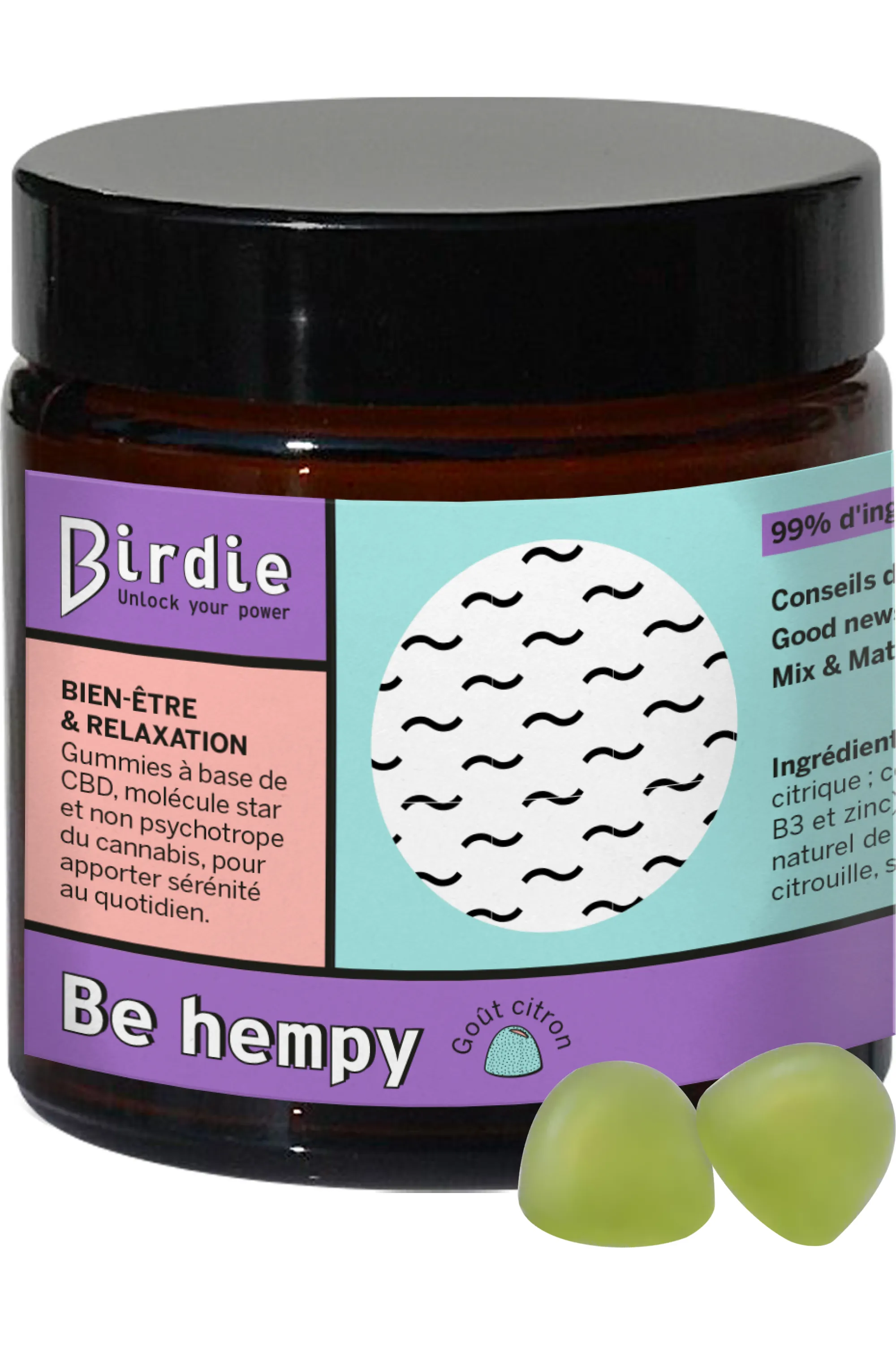 Birdie Bonbons gummies anti-stress au CBD Be Hempy-107 g