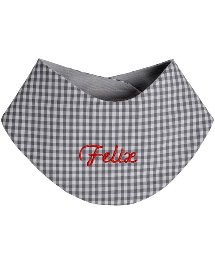 Personalisiertes Klett-Halstuch grau (Stickfarbe: hellblau)