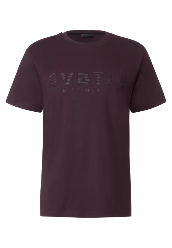 Kurzarmshirt mit Wording - ink red