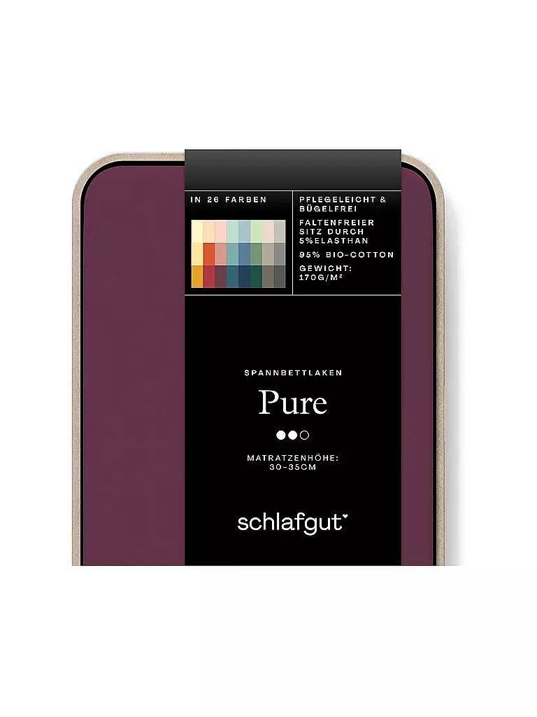 SCHLAFGUT Jersey Spannleintuch PURE 140x200cm Purple Deep L  beere