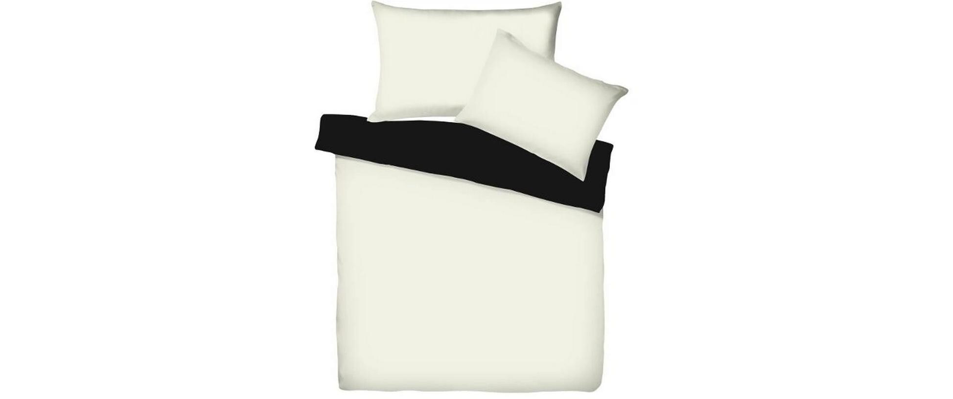 Kopfkissenbezug Double Face 50 x 70 cm, Schwarz/WollweissJersey Melange Kissenhülle