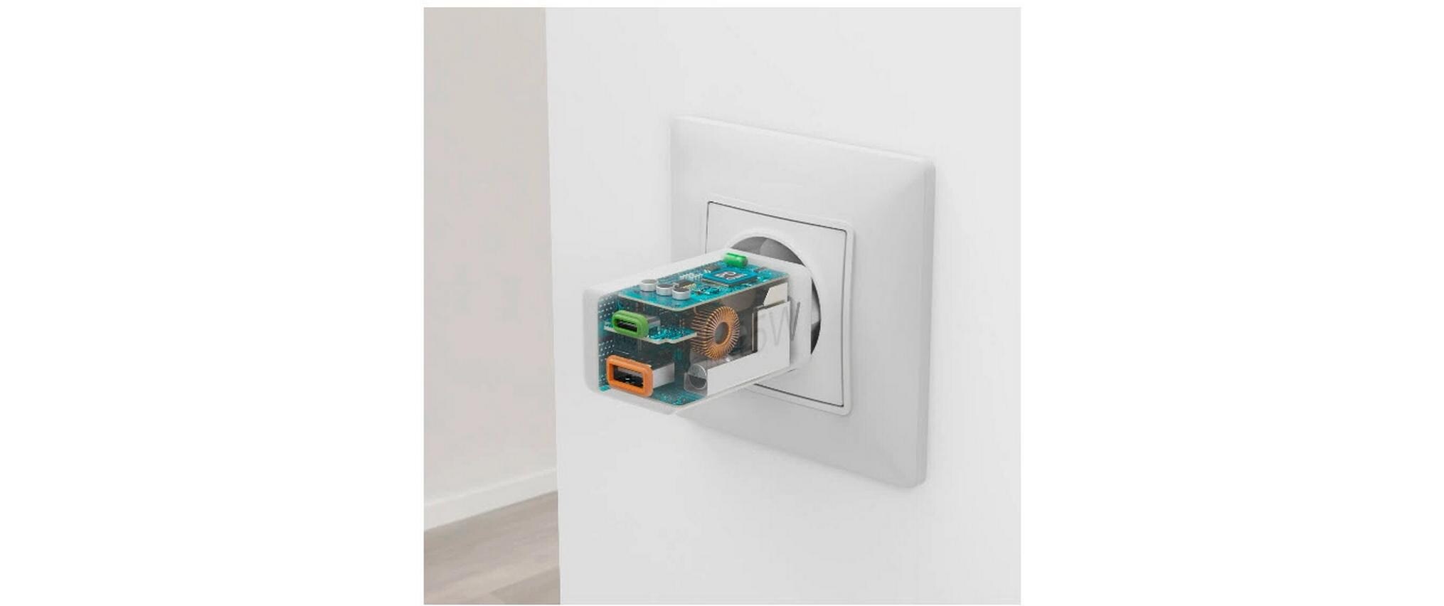 USB-Wandladegerät Gan charger USB-A USB-C 45 W WeissSchnellladegerät mit 1x USB-C und 1x USB-A