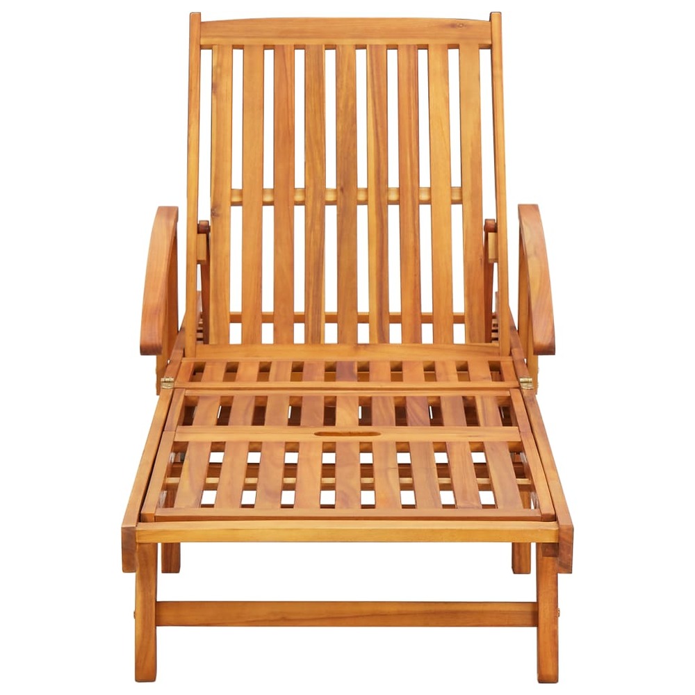 Lot de 2 transats chaise longue bain de soleil lit de jardin terrasse meuble d'extérieur avec coussins bois d'acacia solide 0