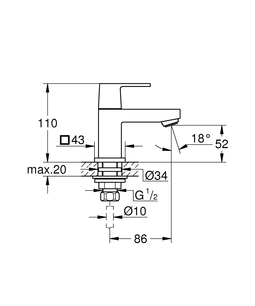 Grohe Eurocube toiletkraan 1/2
