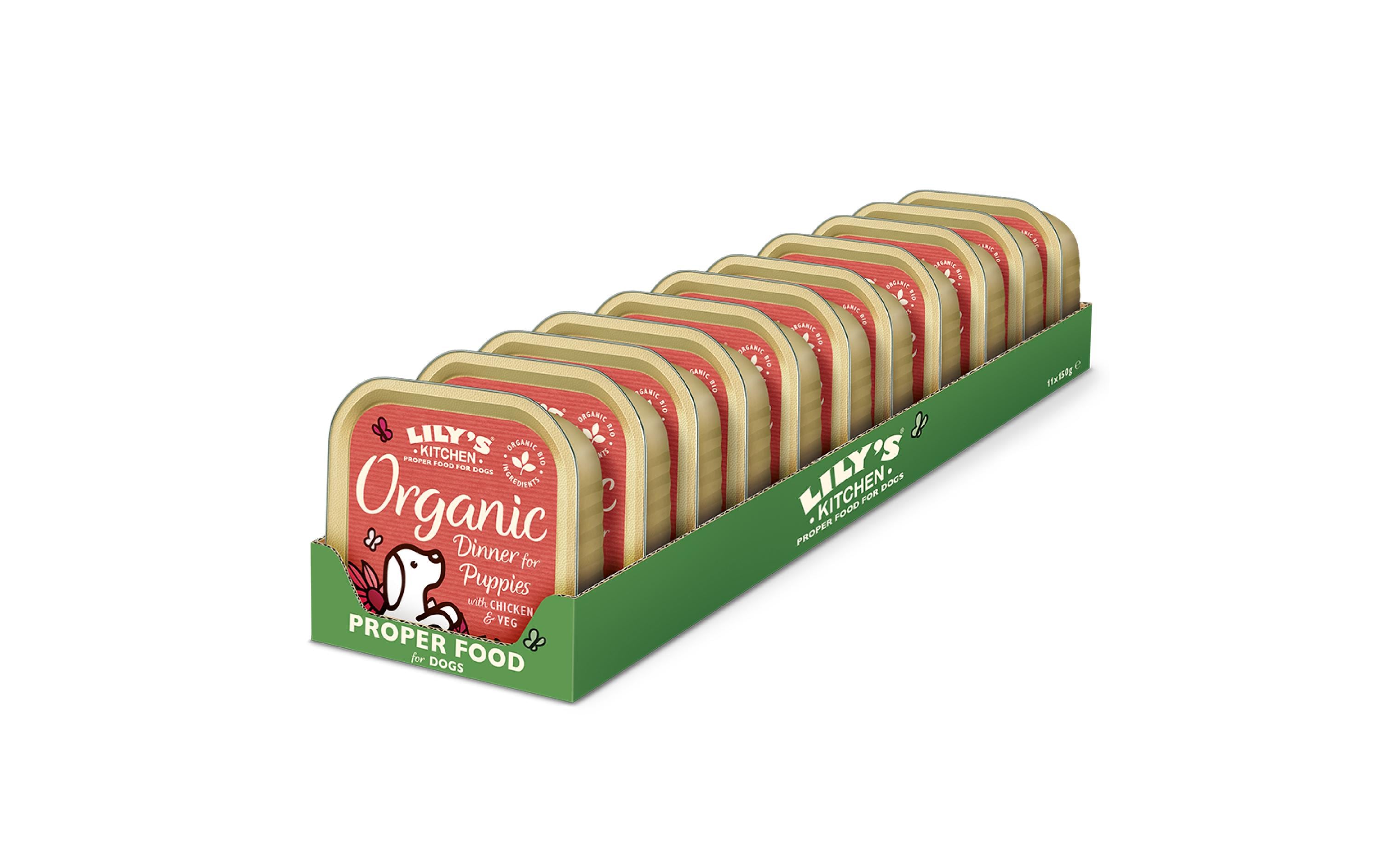 Nassfutter Bio Dinner für Welpen, 11 x 150 gAlleinfuttermittel für Welpen bis 8 Monate