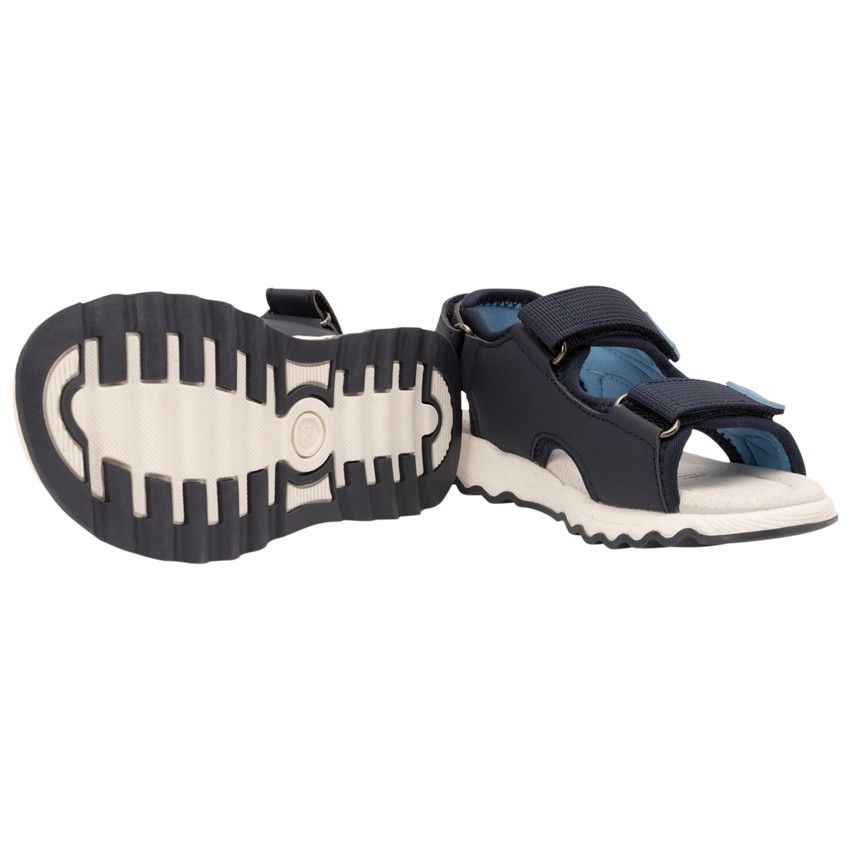 Sandales velcro bicolores en mesh pour garçon - Bleu marine