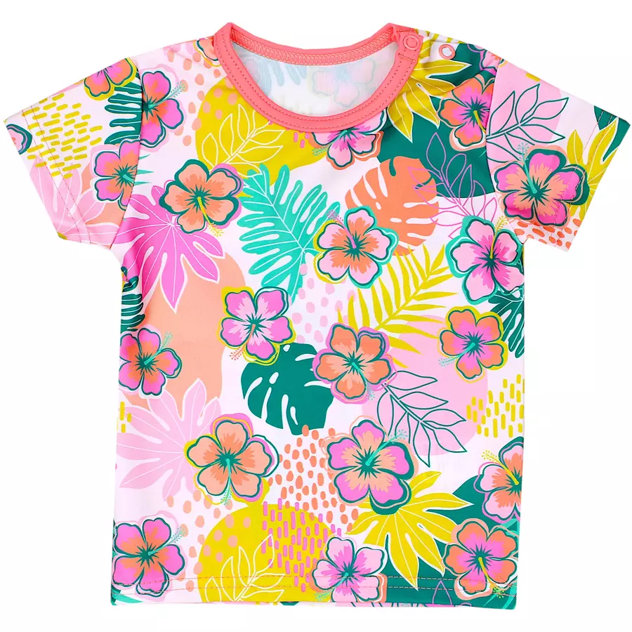 Aquarti Baby Mädchen Zweiteiler Badeanzug Bade-Set Bade T-Shirt Badehose rosablau