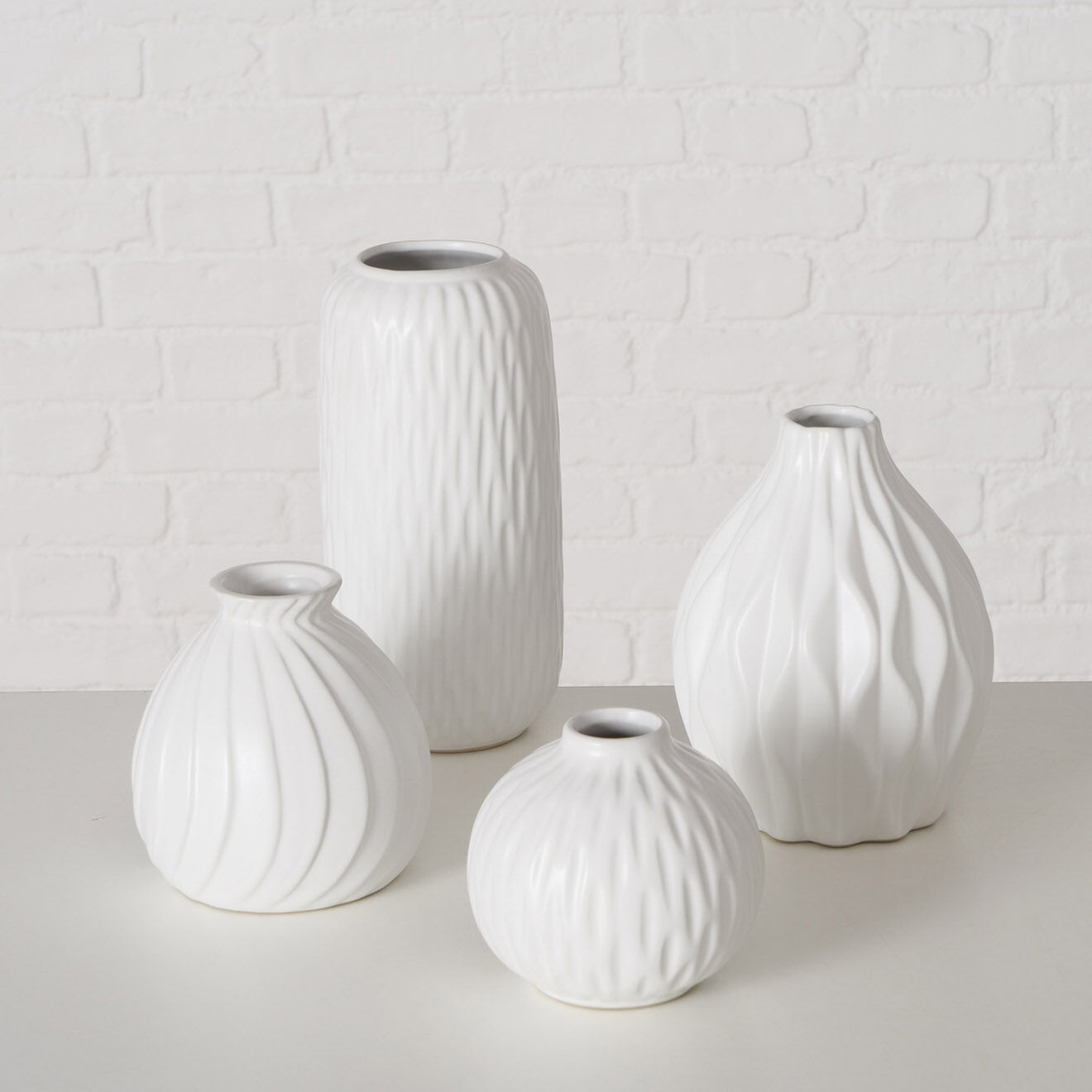 Boltze 4 Vases en Porcelaine Zalina blancs