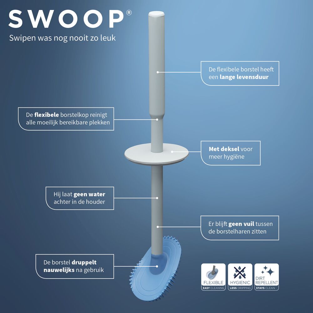 Tiger Tess toiletborstelhouder met Swoop borstel flexibel wit/lichtgrijs