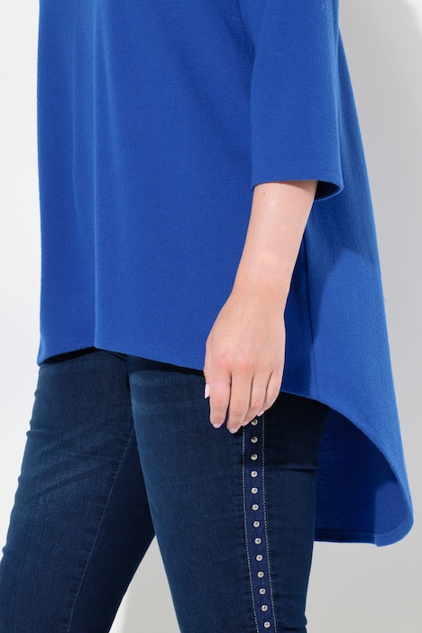 Pullover, A-Linie, gerundeter Saum, 3/4-Ärmel