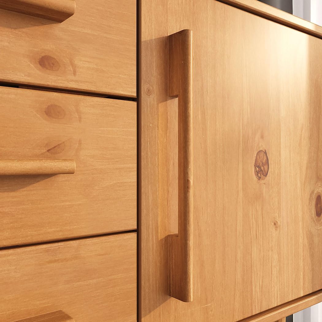 IDIMEX Sideboard TECCA mit 2 Türen & 3 Schubladen, Eiche Farben – Massivholz Anrichte mit Stauraum, Schubladen mit Metallauszug, inklusive Wandbefestigung, Wohnzimmer Flurkommode