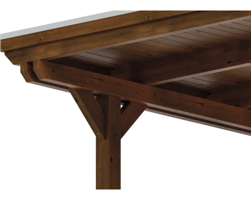 SKAN HOLZ Emsland dubbele carport inclusief EPDM-membraan, paalankers 613 x 604 cm notenhout