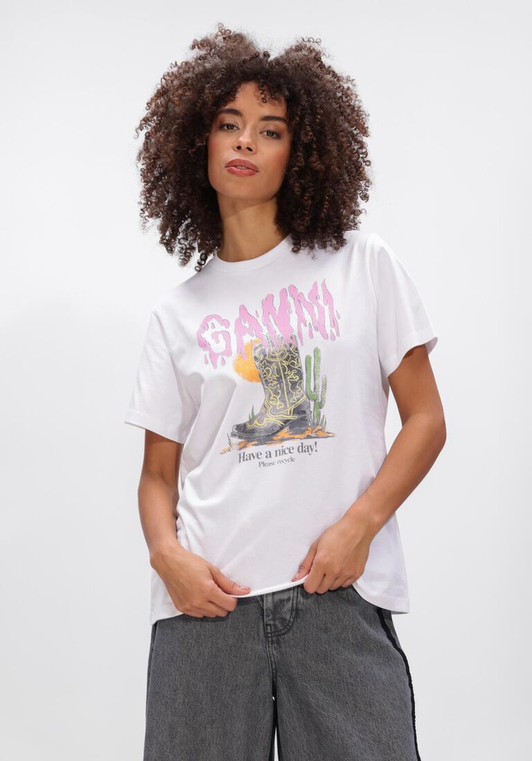 witte ganni tops & t-shirts basic cotton jeesey t shirt