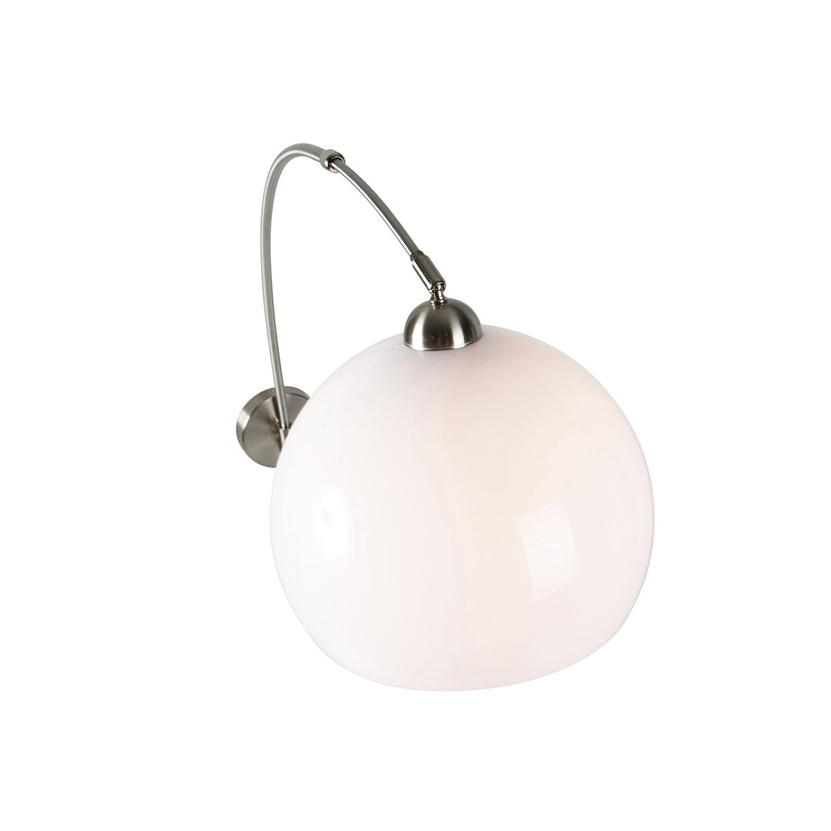 Retro wandbooglamp staal met witte kap verstelbaar