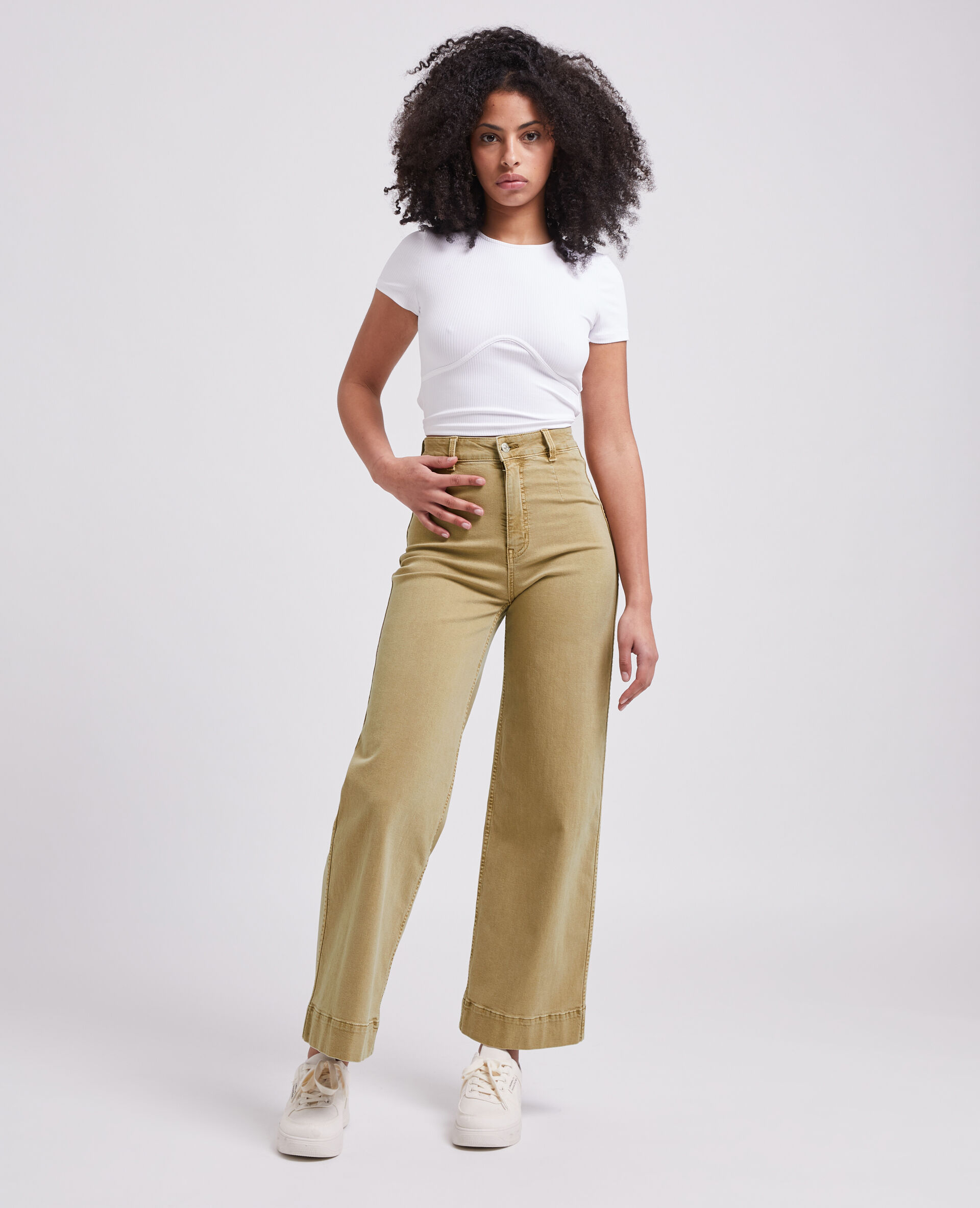 Jean wide taille haute - Camel