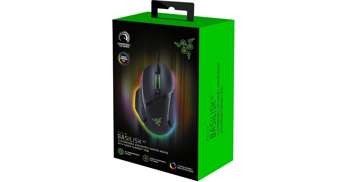 RazerBasilisk V3 gaming muis  (Zwart, 26.000 dpi, RGB leds)