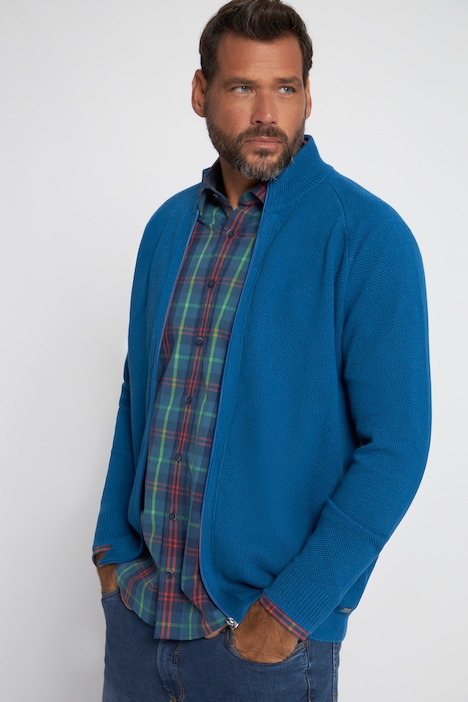 Strickjacke, Strukturstrick, Stehkragen