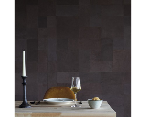 Wandpaneel Leer Ebbenhout Patchwork Set 34 stuks