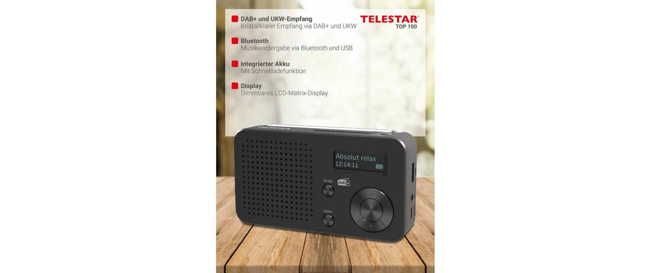 DAB+ Radio TOP 100 SchwarzPortables Mono-Radio mit DAB+/FM