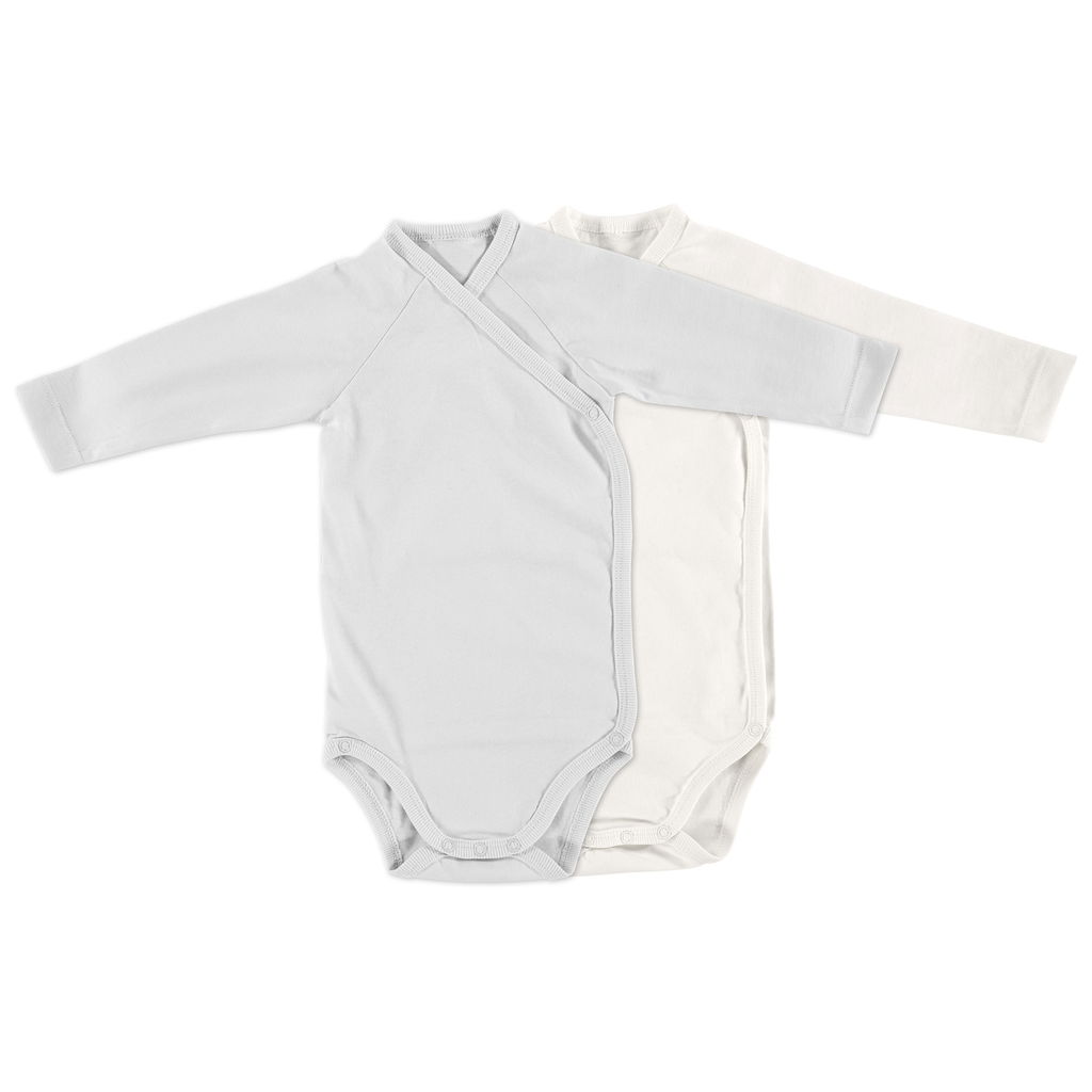 AlviAlvi   2er Set BIO langarm Body grau weiss 68