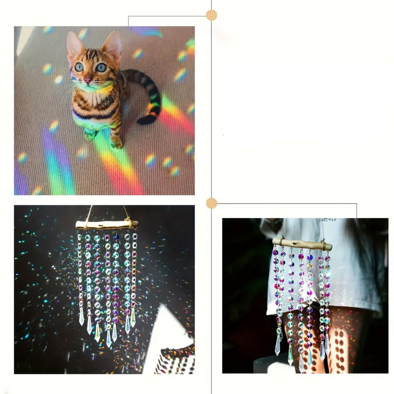 (30x15cm) Kristall Fenster Deko Regenbogen Windspiel Sonnenfänger Anhänger Outdoor Accessoire