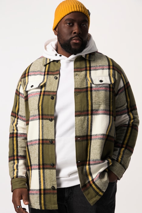 STHUGE Overshirt, Karoflanell, Langarm, Kentkragen, bis 8 XL