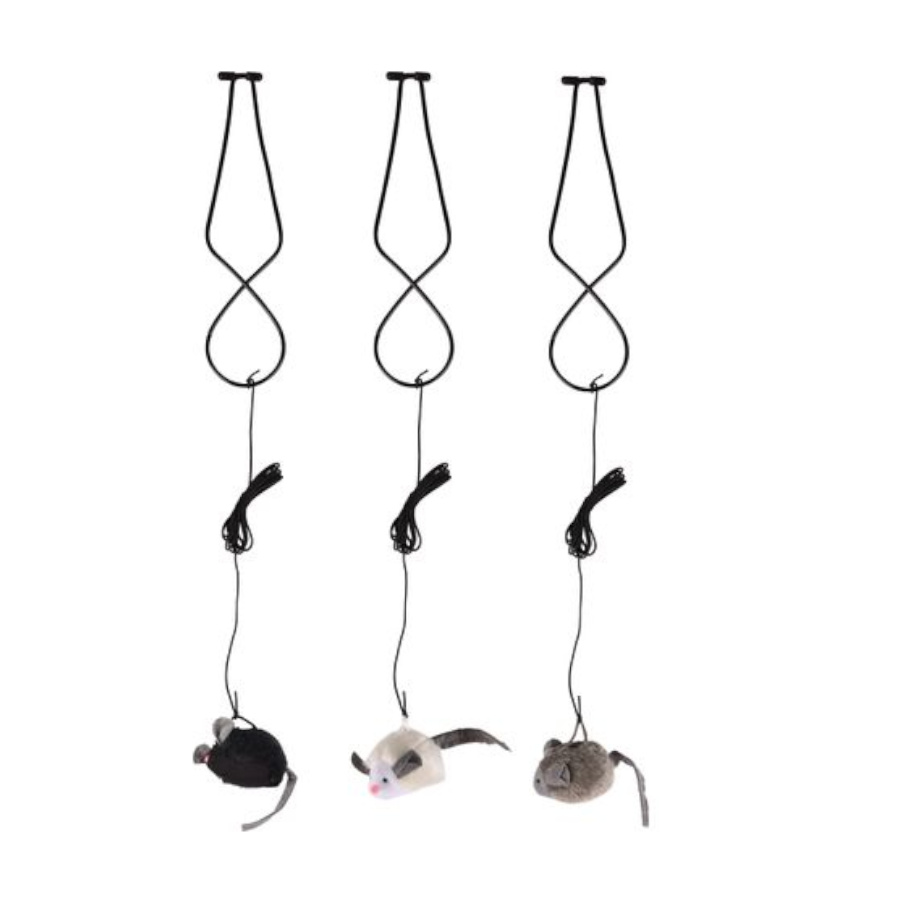 Poleiro para gato flamingo com rato de pelúcia