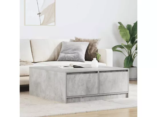 Table basse avec tiroirs gris béton 100x100x40 cm