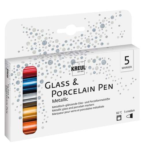 KREUL Glass & Porcelain Pen Metallic medium 5er Set